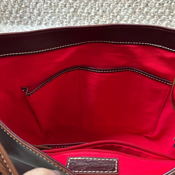 Dooney Burgundy Leather Bucket Bag with Gold Hardware with card wallet - Picture 10 of 16